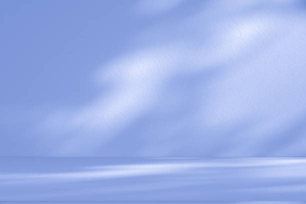 istock Studio style background wall decoration presentation uses white and blue tones. with shadows cast from a nearby window, concept creating a decorative 2195604957