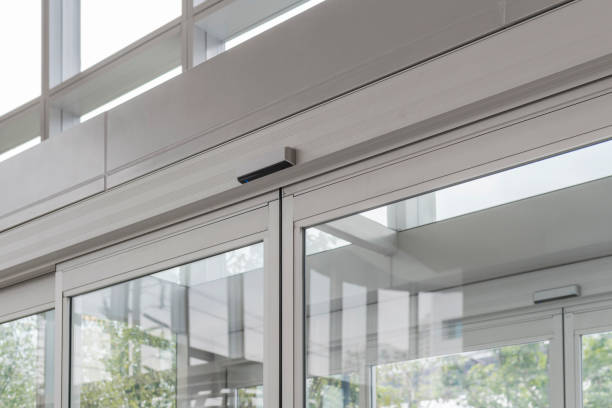 Automated Sliding Doors Entrance to Modern Office Building