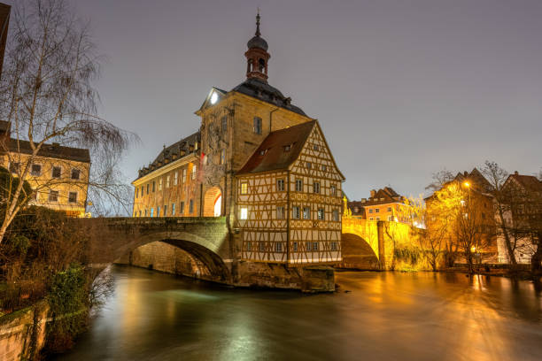 The Old Town Hall of Bamberg in Germany at night