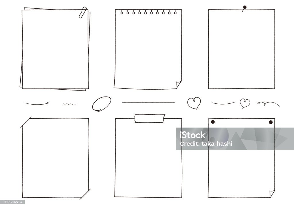 Binder Notes Vector Framed Set Of Handdrawned Notes Memo And Notebooks Sticky Notes Binders ...