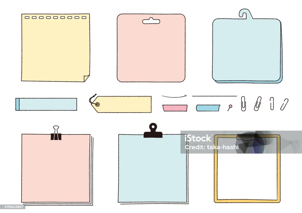 Binder Notes Vector Framed Set Of Handdrawned Notes Memo And Notebooks Sticky Notes Binders ...