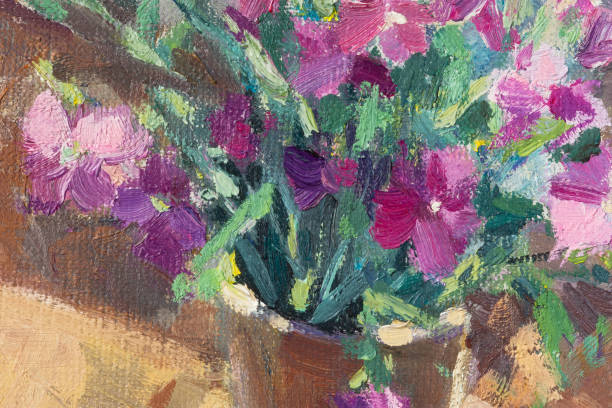 Abstract multicolored background oil painting. Artistic mixed background. Close-up paint strokes on canvas. Conceptual cheerful picturesque background. Floral spring background fragment of a painting