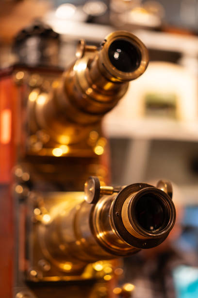 istock Closeup of dual lenses on vintage projector 2195615830