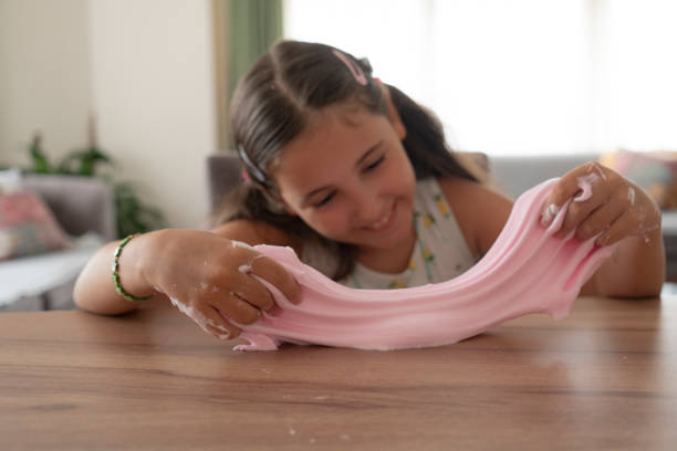 Girl playing with slime