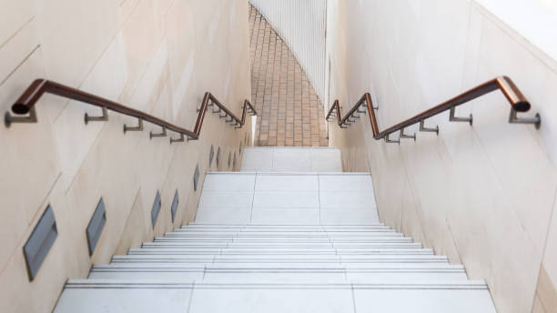 istock Close-up of a staircase with white stone steps 2195631781