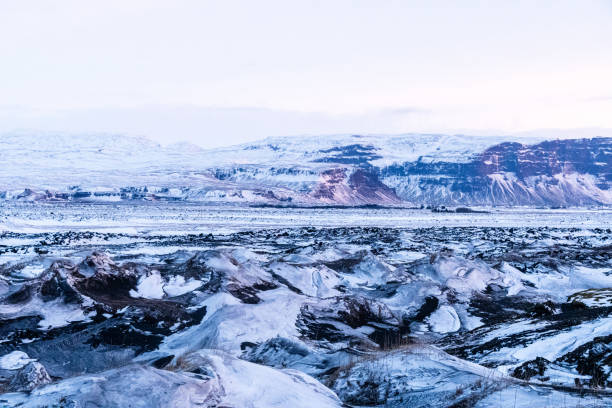 Outdoor shot highlighting the stunning Iclandic scenery on a frosty winter afternoon along Iceland's highway one.