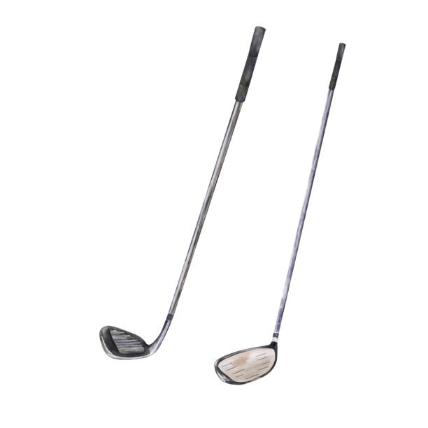 istock a set of golf clubs, hand drawn watercolor 2195634656