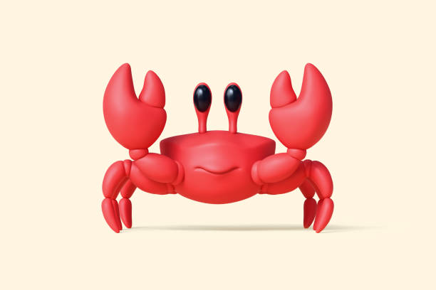 istock 3d render cute charming funny red cartoon little crab with two big claws raised up. 2195637915