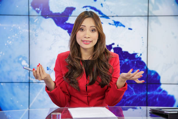 istock Female news anchor 2195645773