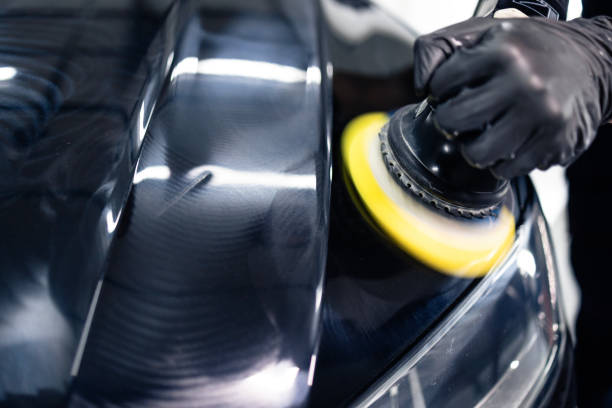 istock Polishing grinder working on the car. 2195647070