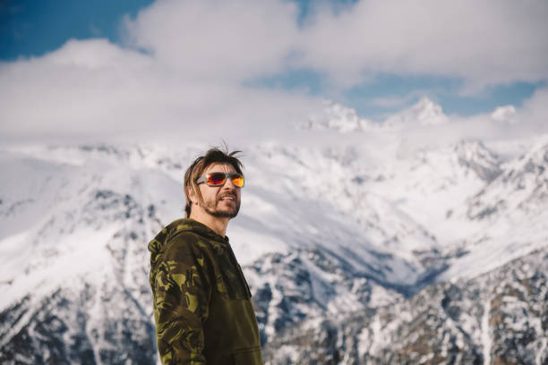 istock Man with glasses in a ski resort in Georgia. 2195647364