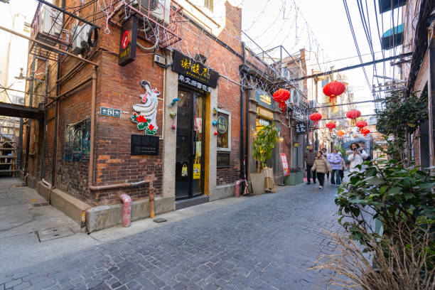 Shanghai, China. January 10, 2025.  view of the narrow streets in Tianzifang district in the city center