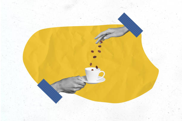 istock Composite image montage trend artwork 3D collage of incognito arm hold coffee cup break flavor hot pause throw beans cappuccino robusta 2195659077