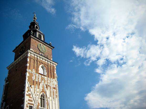 Krakow Town Hall Tower Against Blue Sky (Krakow, Poland)