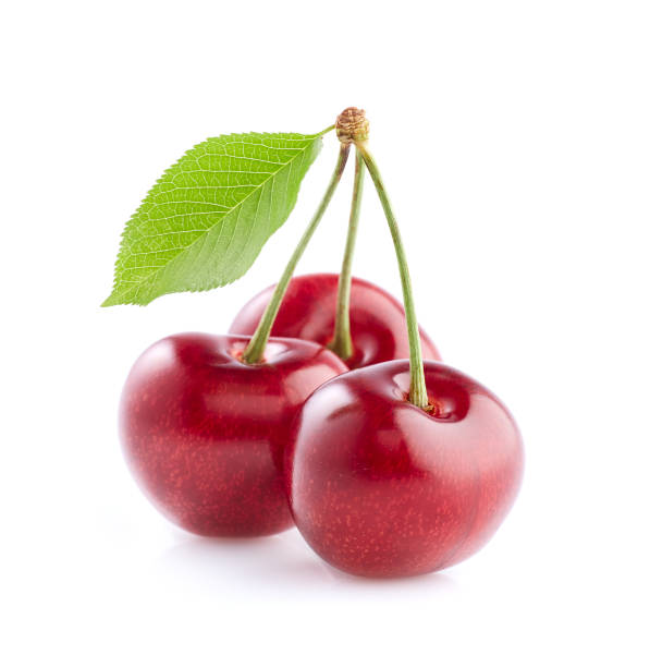 istock Cherries in closeup on white background 2195664791