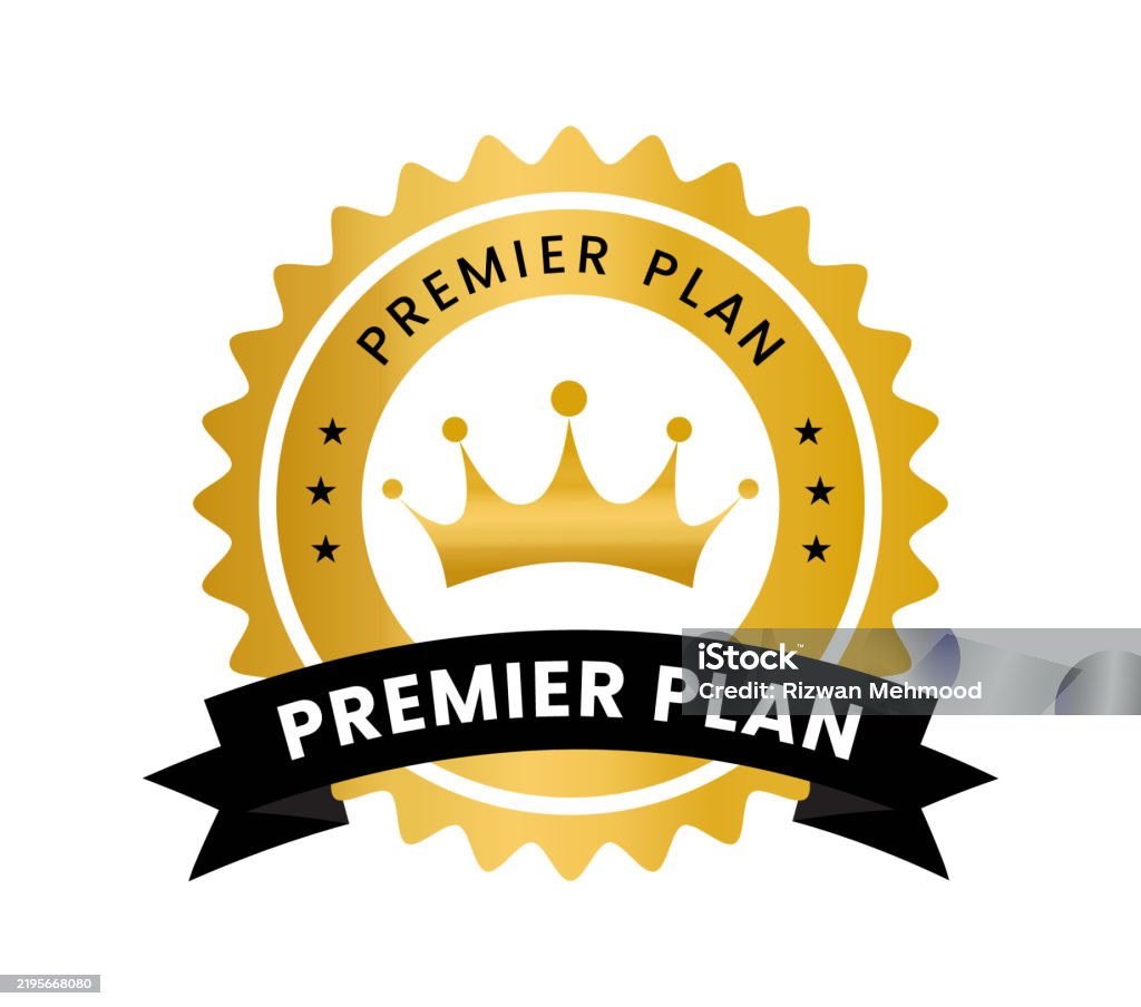 Premier Plan Premier Plan Sign Badge Award Ribbon Label Vector Stock Illustration ...