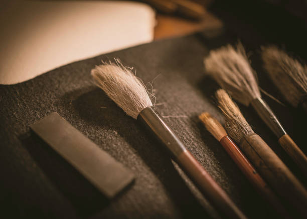 istock A collection ofJapanese shodo brushes for calligraphy in close up 2195670883
