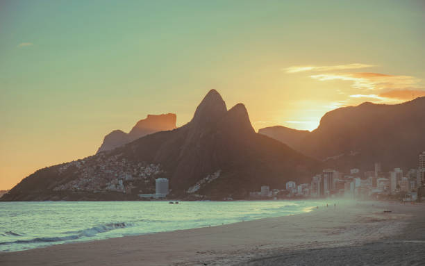 istock sunset on the beach in Rio de Janeiro.  retro style 2195674798