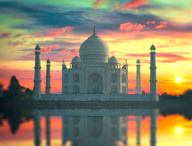 istock Taj Mahal in Agra with dramatic sunrise. Agra. India. 2195674872