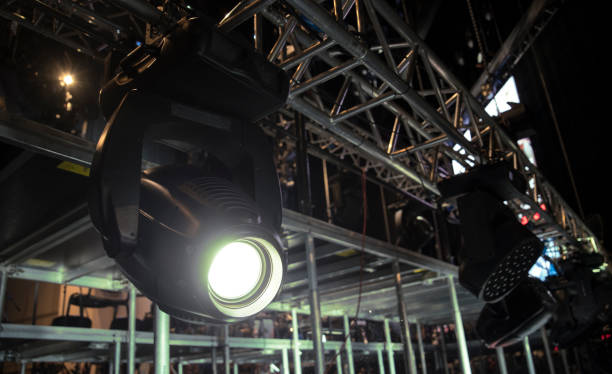 istock concert lighting fixtures on stage for shows. 2195674950
