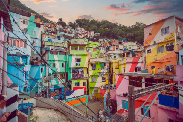 favela Santa Marta in Rio de Janeiro at sunset. Brazil