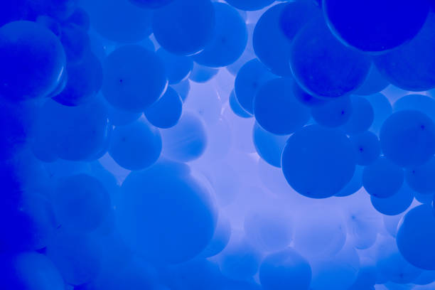 istock Blue background with flying balloons - clean design, 3d abstract realistic banner. 2195685085