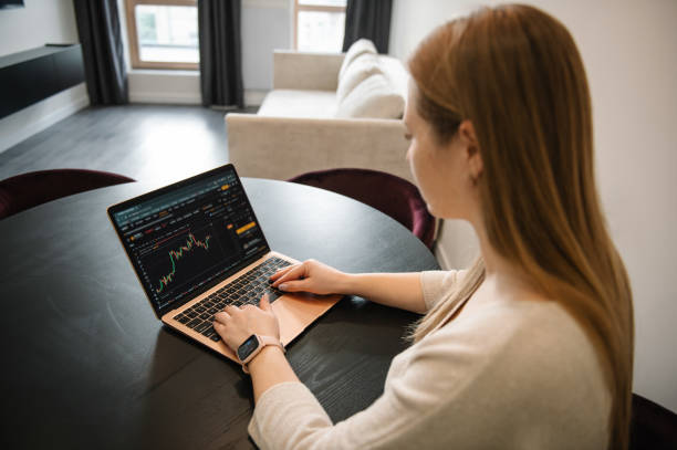 istock Work on laptop monitor screen closeup. Cryptocurrency market growth chart. Selling ether, bitcoin or altcoin. Financial stock analysis, trading market research, buying, selling, risk, profit analysis. 2195685823