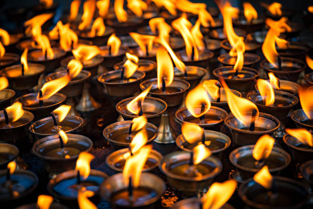 istock Buddhist candles burning in a temple in Kathmandu, 2195686494