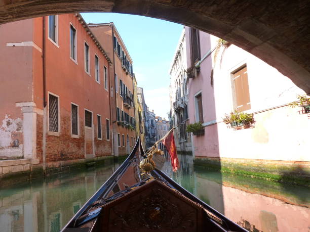 istock canal seen from a gondola passing under a stone bridge 2195686663