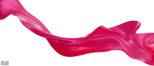istock Flying pink silk textile fabric flag background. Smooth elegant pink Satin Isolated on white Background for grand opening ceremony. Pink curtain. 3d vector illustration 2195689844