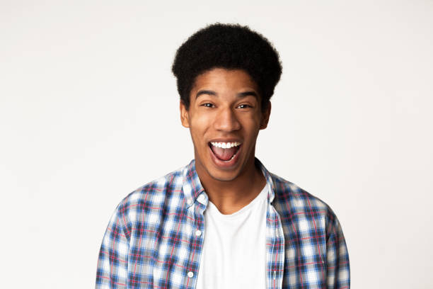 istock Excited man expressing great surprisment over studio background 2195690571