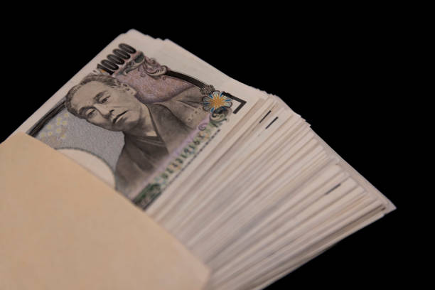 A lot of bills by Japanese old banknotes. High quality photo. 10.09.2024 This is a Japanese old currency.