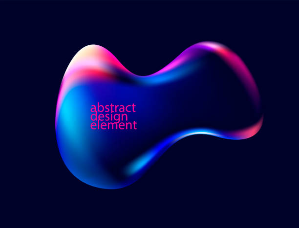 istock Glass liquid bubble. Colorful iridescent shapes on dark background. 2195693901