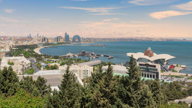 istock Aerial view of Deniz Mall and Crescent Development Project with waterfront in background in Baku, Azerbaijan 2195704835