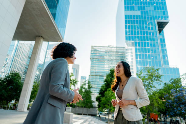 istock Coworkers talking in the city 2195709493