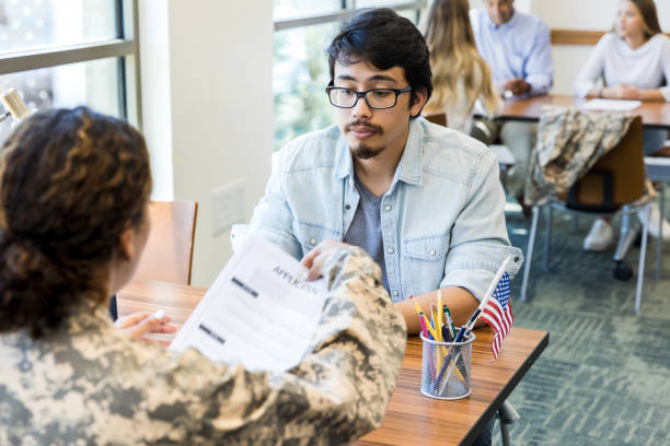 istock Veteran Receiving Assistance with Job Application 2195720129