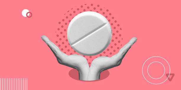 istock Hand holding pink pill against dotted pink background, highlighting creativity, modern healthcare. Minimalist art collage 2195721760