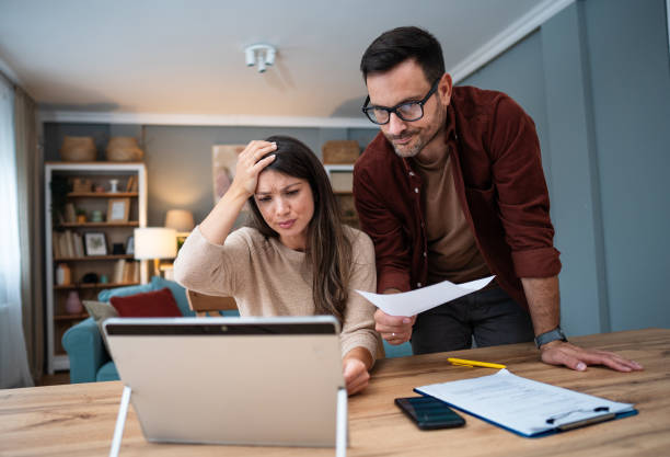 istock Young couple frustrated about financial problems 2195722111