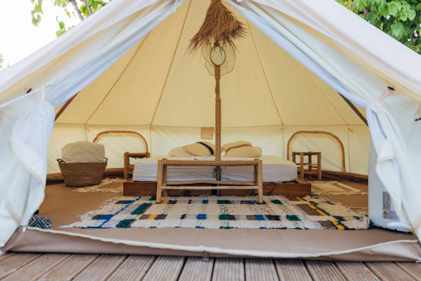 istock A comfortable outdoor glamping tent during the day 2195722990