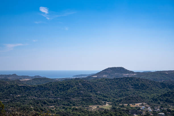 Panoramic coastal view from Filerimos Monastery hill towards the north