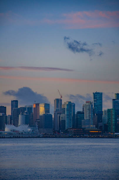 Sunrise colours with a view of downtown Vancouver, BC