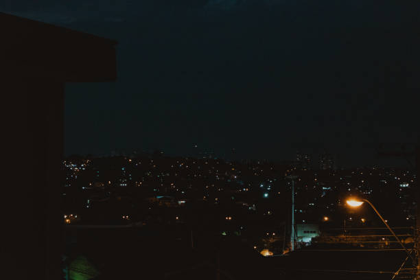 Nighttime Cityscape with Illuminated Buildings