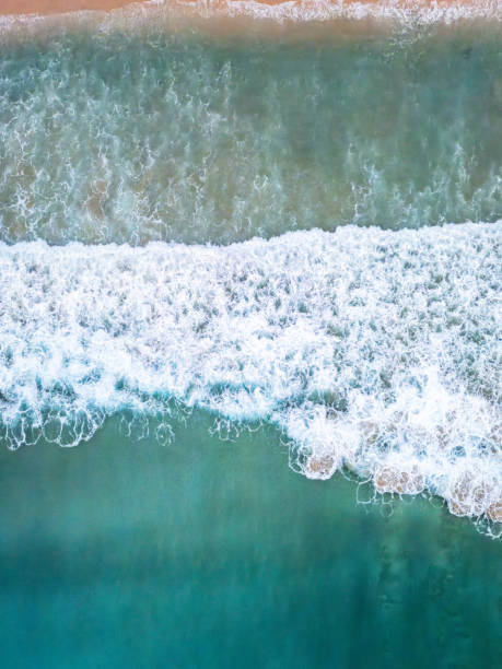 istock sea waves breaking surface, aerial top view by drone 2195738462