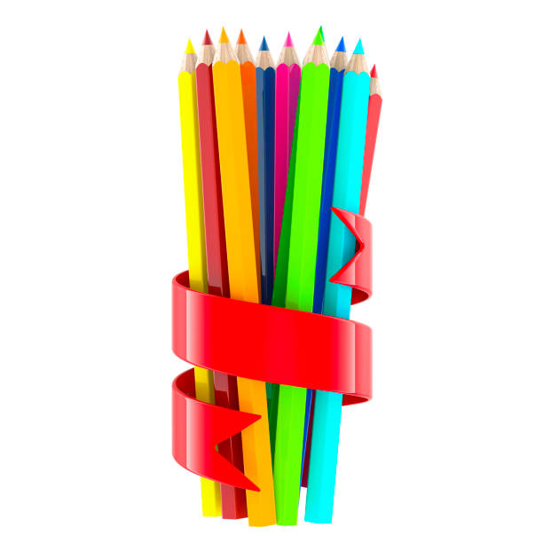 Colorful colored pencils on blurred bokeh nature background. The concept of preschool and school education