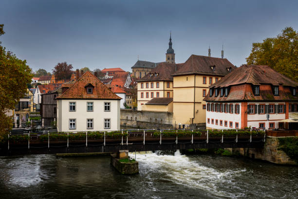 footbridge over Regnitz River in Bamberg in bavaria in Germany.