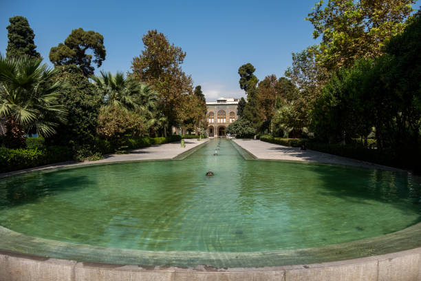 Golestan palace reflecting pool and gardens in tehran, iran