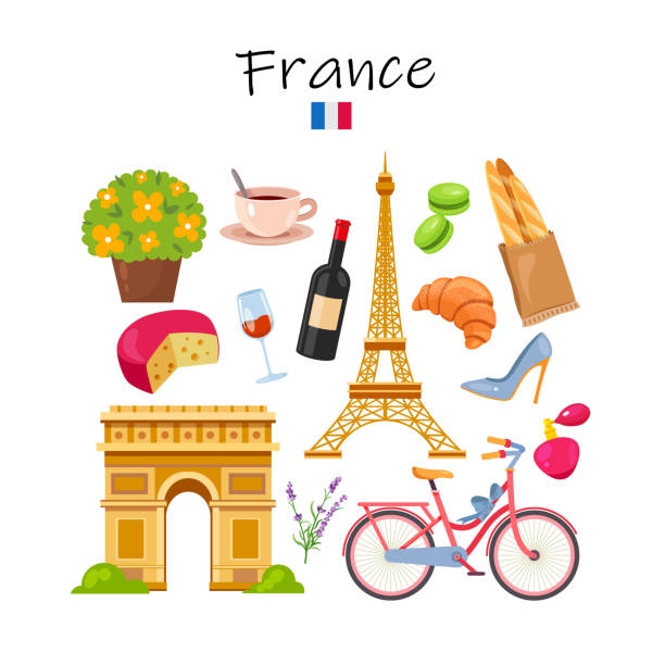 istock Set of French symbols and landmarks. 2195751401