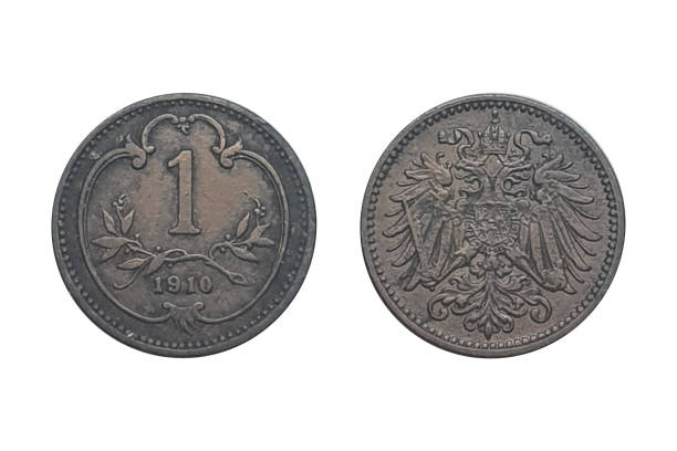 istock 1 Heller 1910 coin. Coin of Austrian Empire 2195753311