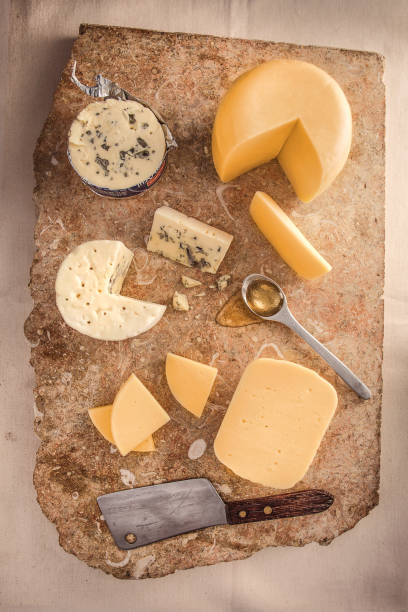 istock Variety of cheeses, viewed from top. 2195753317