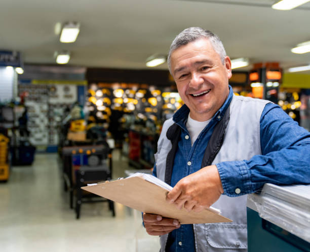 Business owner working at a hardware store